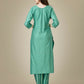 Jyoti Fashion Women's Pista Green Rayon Embroidered Kurta Pant Set | Swadesiicart