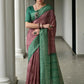 Vishnu Weaves Women's Green Soft Tussar Silk Printed Saree with Blouse - Swadesiicart