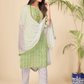 NOZ2TOZ Women's Printed & Hand Work Straight Cotton Parrot Green Kurta Pant With Dupatta (3Pcs Set) - Swadesiicart