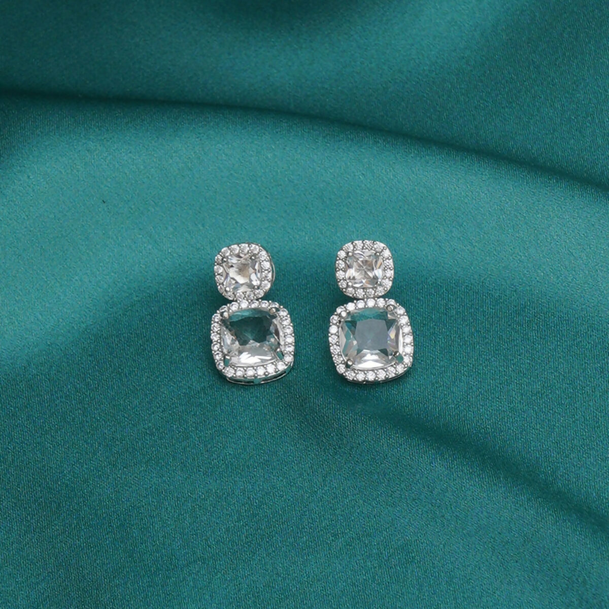 Diamond Duet Studs- Ruby Raang | Swadesiicart