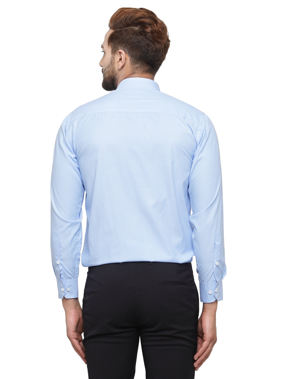 Jainish Blue Formal Shirt with white detailing ( SF 419Blue ) | Swadesiicart