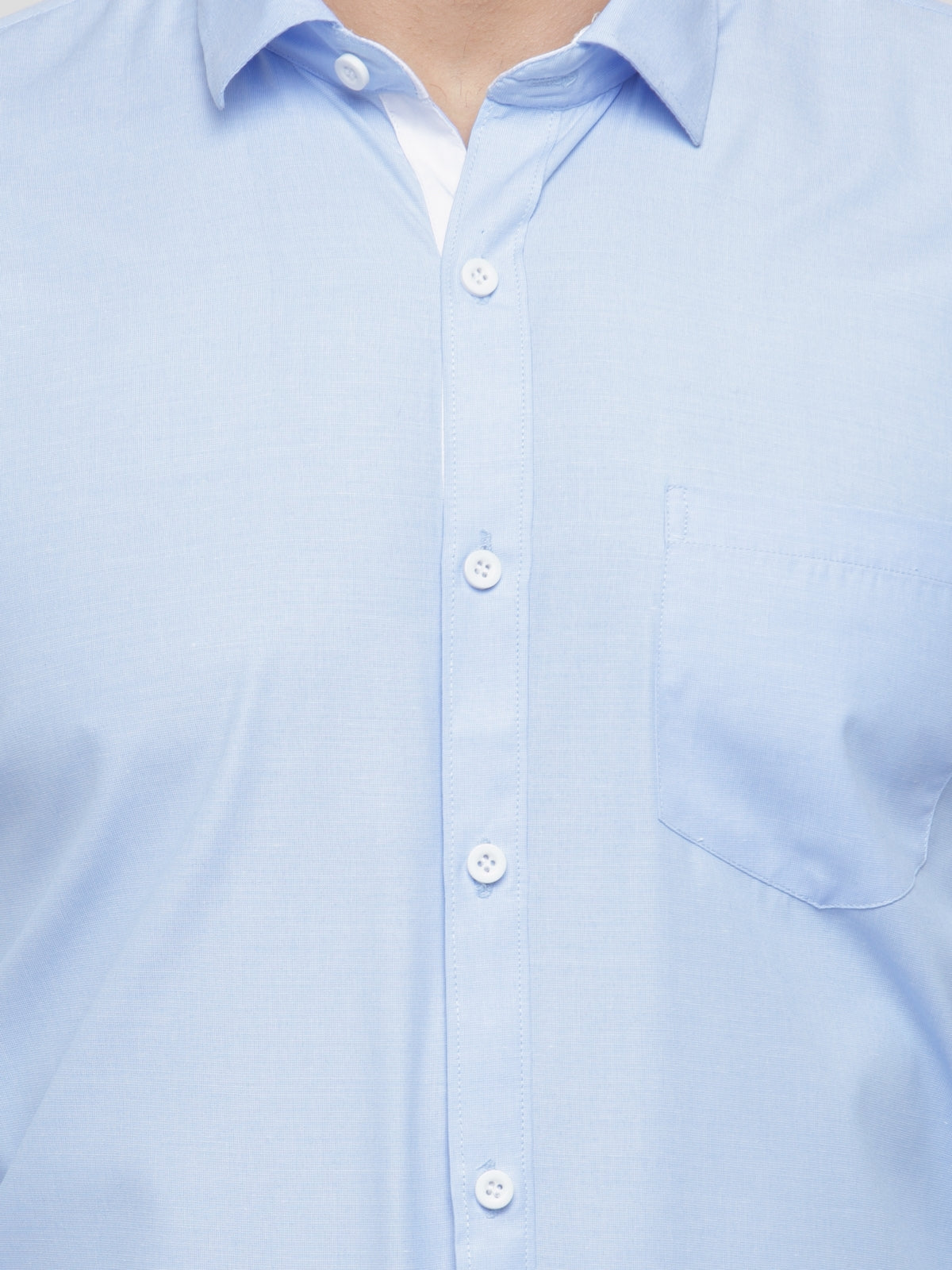 Jainish Blue Formal Shirt with white detailing ( SF 419Blue ) | Swadesiicart