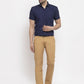Jainish Navy Men's Cotton Half Sleeves Solid Formal Shirts ( SF 754Navy ) | Swadesiicart