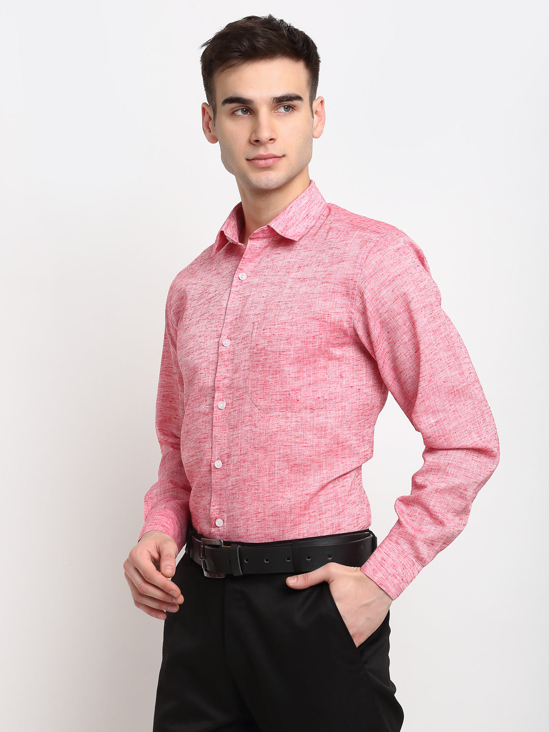 Jainish Red Men's Solid Cotton Formal Shirt ( SF 782Red ) | Swadesiicart