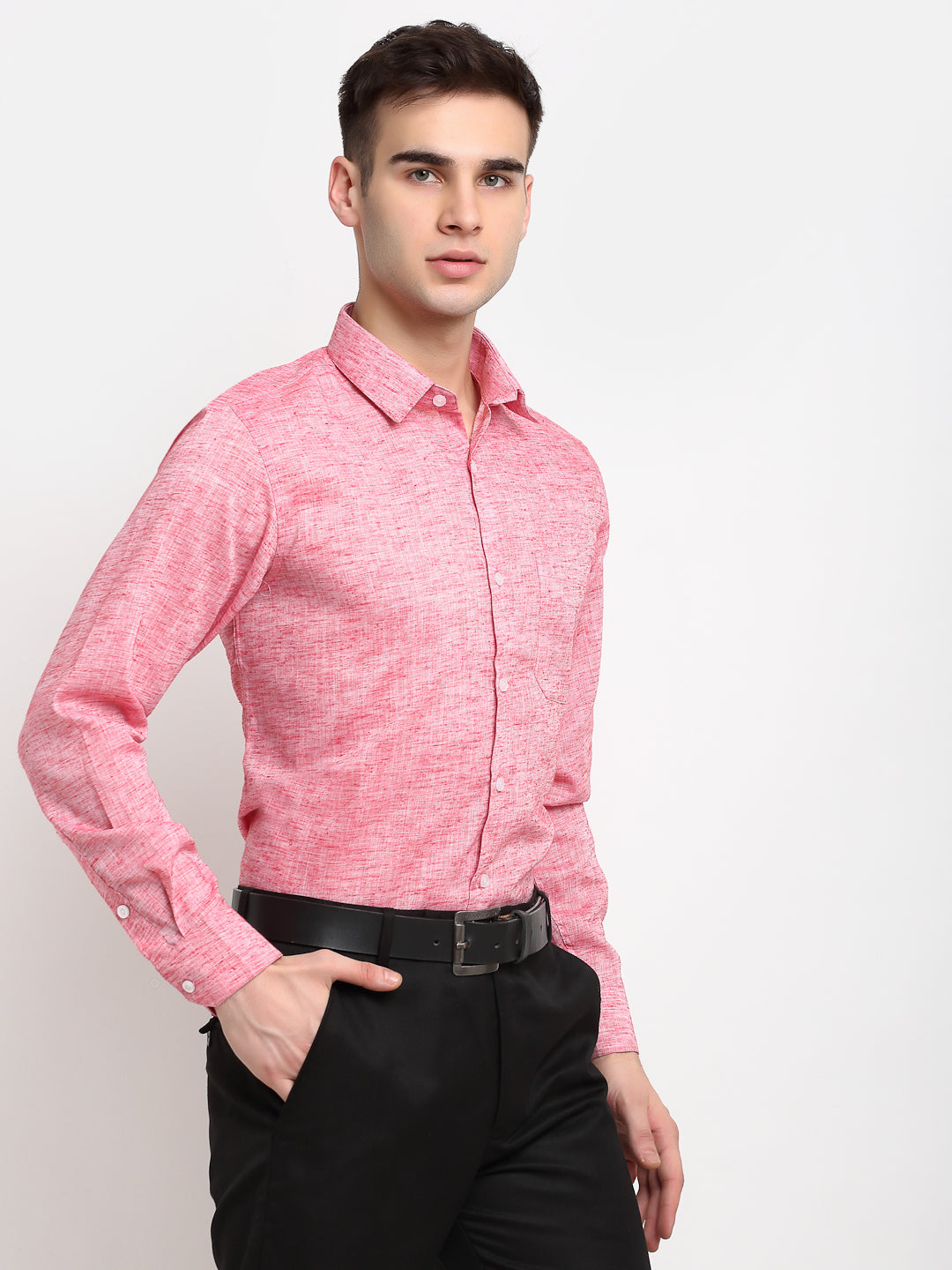Jainish Red Men's Solid Cotton Formal Shirt ( SF 782Red ) | Swadesiicart