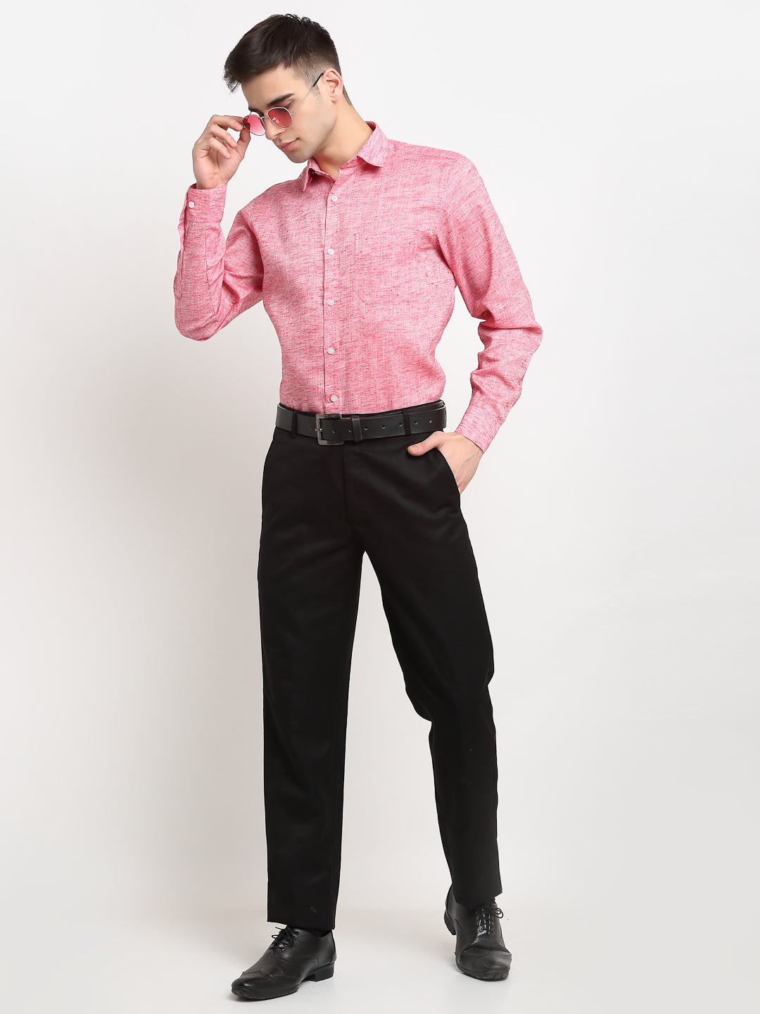 Jainish Red Men's Solid Cotton Formal Shirt ( SF 782Red ) | Swadesiicart