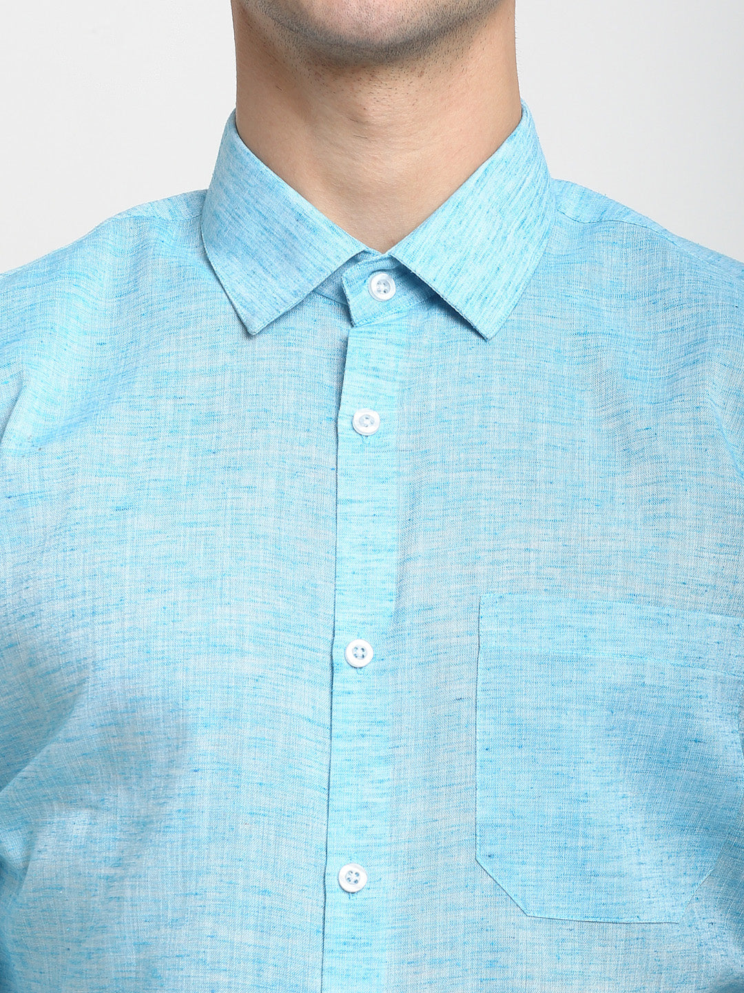 Jainish Blue Men's Solid Cotton Formal Shirt ( SF 782Sky ) | Swadesiicart