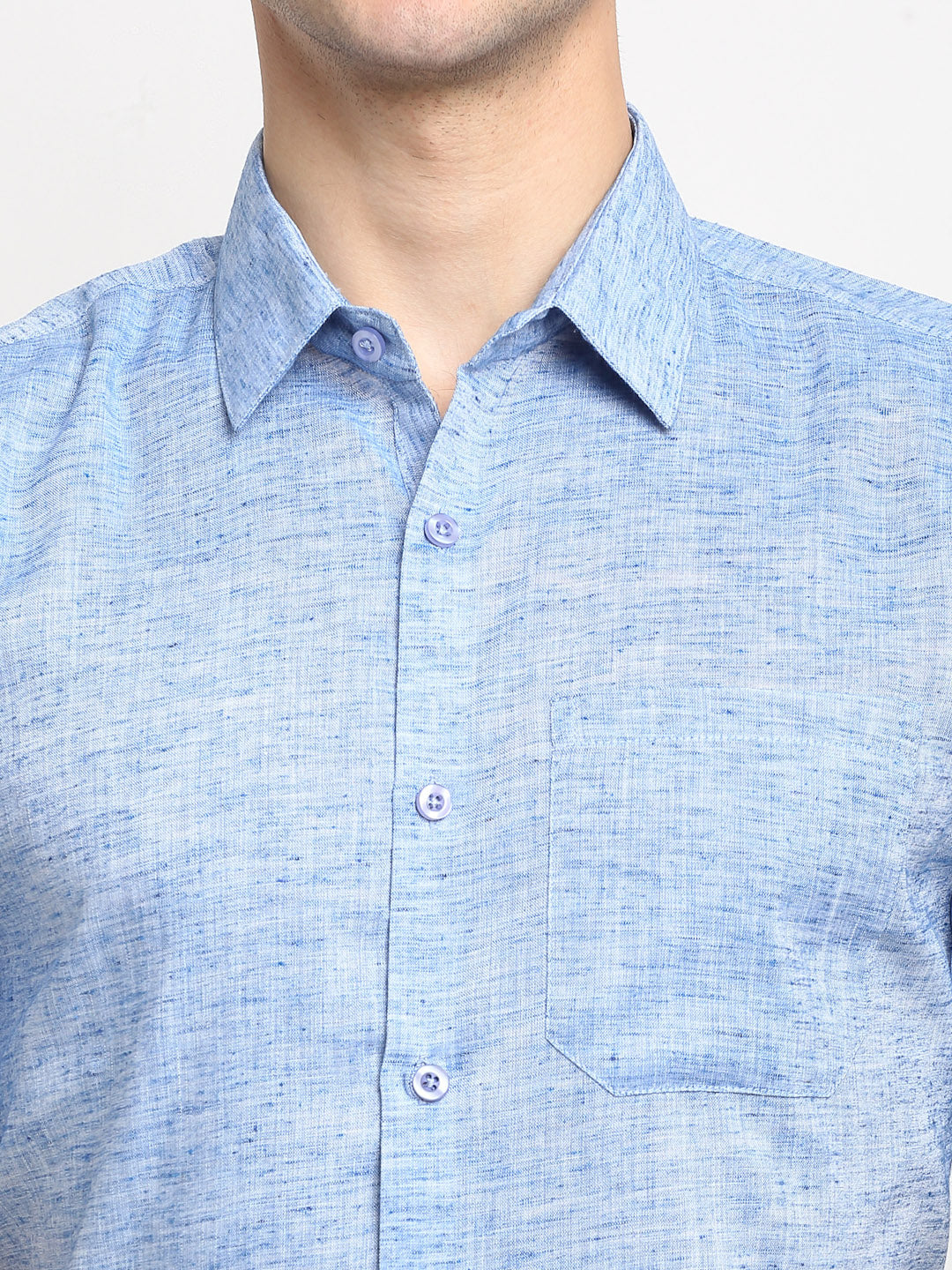 Jainish Blue Men's Solid Cotton Half Sleeves Formal Shirt ( SF 783Blue ) | Swadesiicart