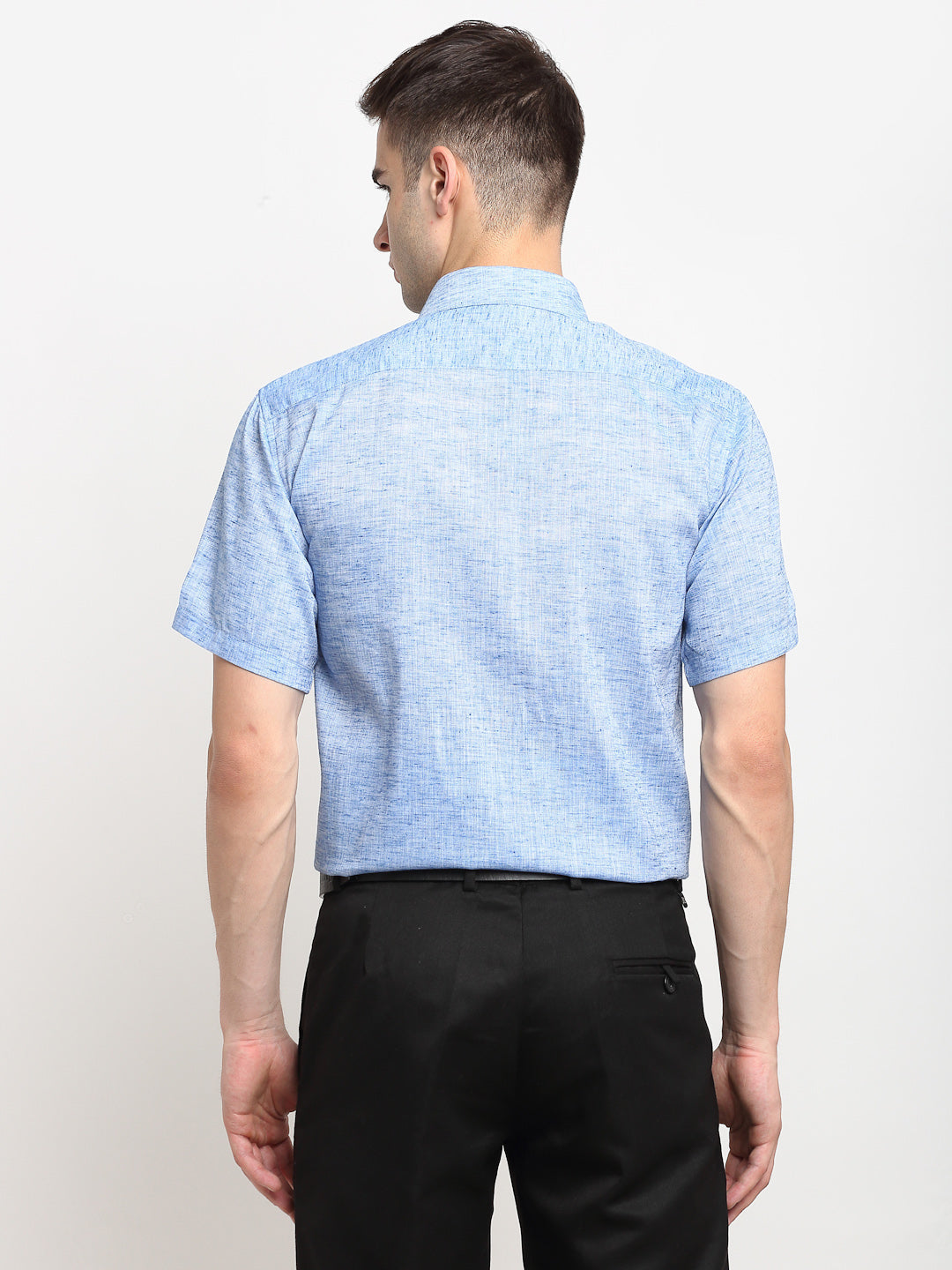 Jainish Blue Men's Solid Cotton Half Sleeves Formal Shirt ( SF 783Blue ) | Swadesiicart