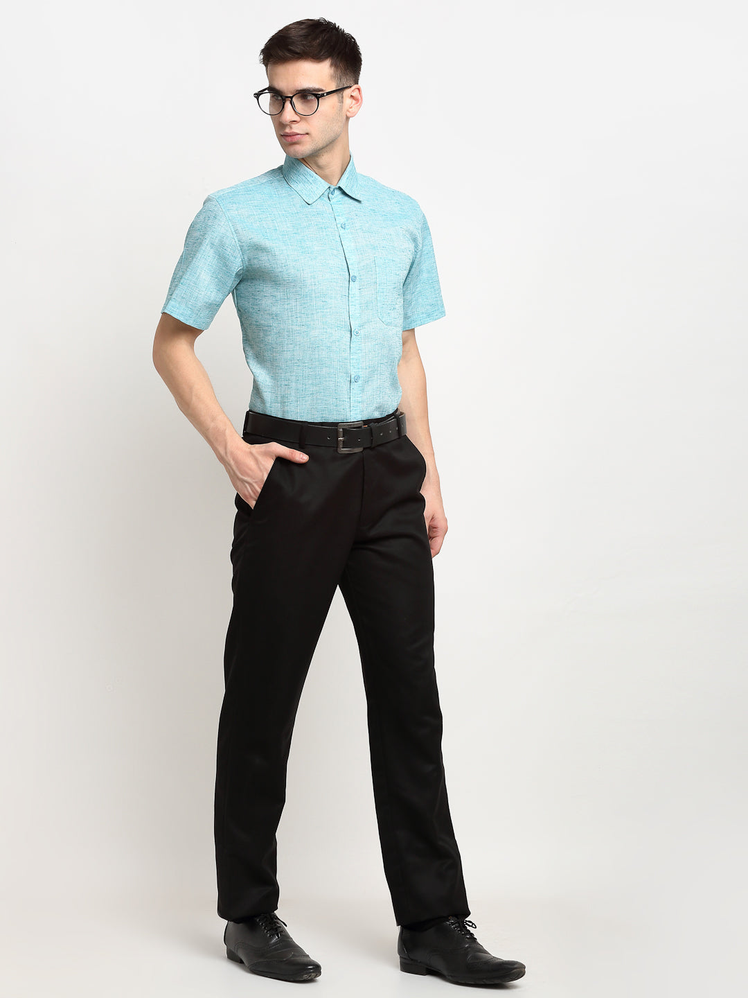 Jainish Green Men's Solid Cotton Half Sleeves Formal Shirt ( SF 783Green ) | Swadesiicart