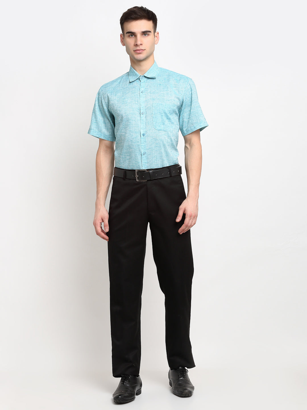 Jainish Green Men's Solid Cotton Half Sleeves Formal Shirt ( SF 783Green ) | Swadesiicart