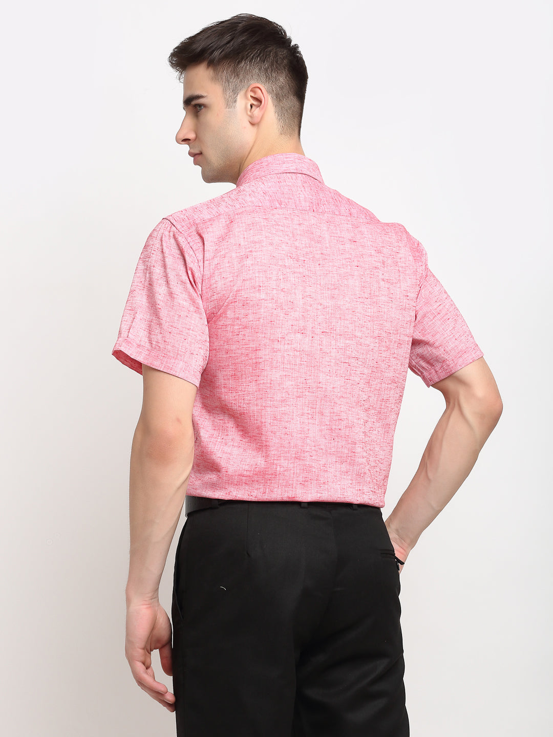 Jainish Red Men's Solid Cotton Half Sleeves Formal Shirt ( SF 783Red ) | Swadesiicart