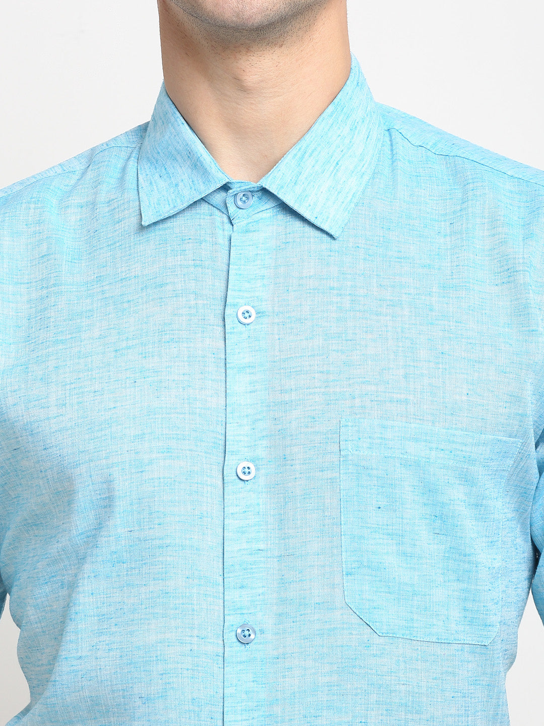 Jainish Blue Men's Solid Cotton Half Sleeves Formal Shirt ( SF 783Sky ) | Swadesiicart