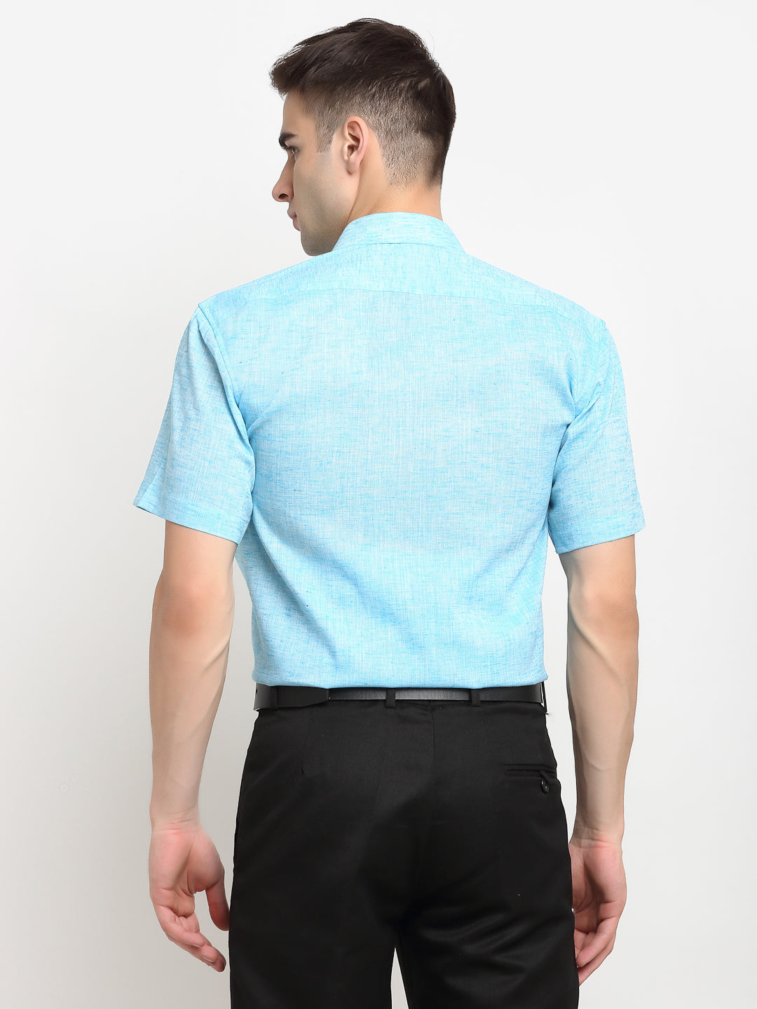 Jainish Blue Men's Solid Cotton Half Sleeves Formal Shirt ( SF 783Sky ) | Swadesiicart