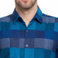 Jainish Blue Men's Checked Cotton Formal Shirt ( SF 787Blue ) | Swadesiicart