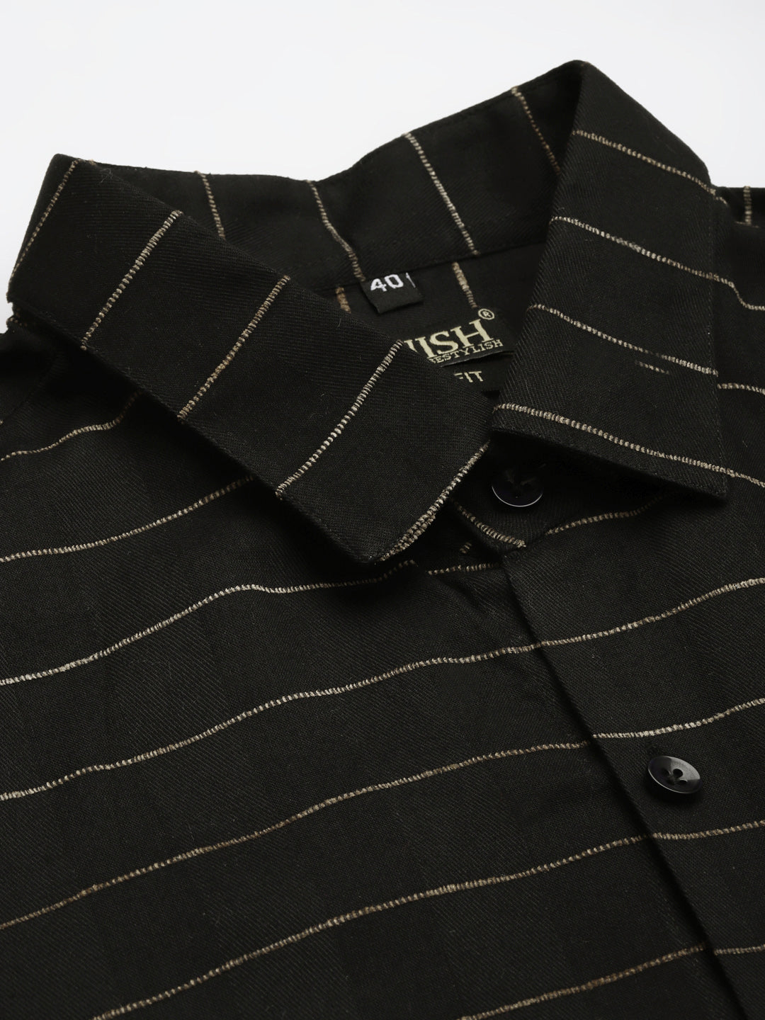 Jainish Men's Formal Cotton Horizontal Striped Shirt ( SF 790Black ) | Swadesiicart