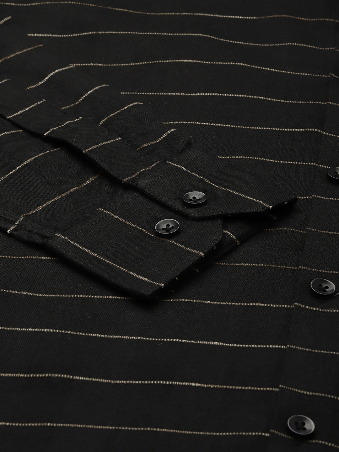 Jainish Men's Formal Cotton Horizontal Striped Shirt ( SF 790Black ) | Swadesiicart