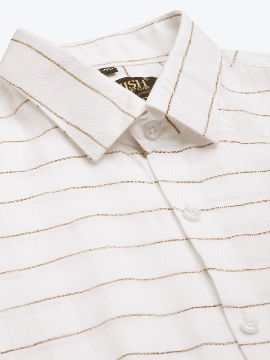 Jainish Men's Formal Cotton Horizontal Striped Shirt ( SF 790White ) | Swadesiicart