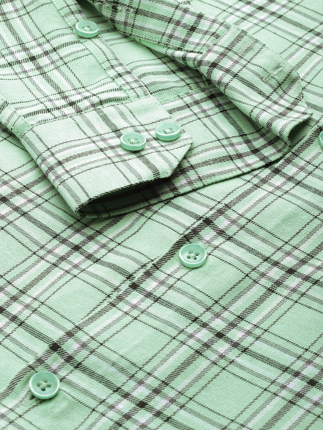 Jainish Men's Cotton Checked Formal Shirts ( SF 791Green ) | Swadesiicart