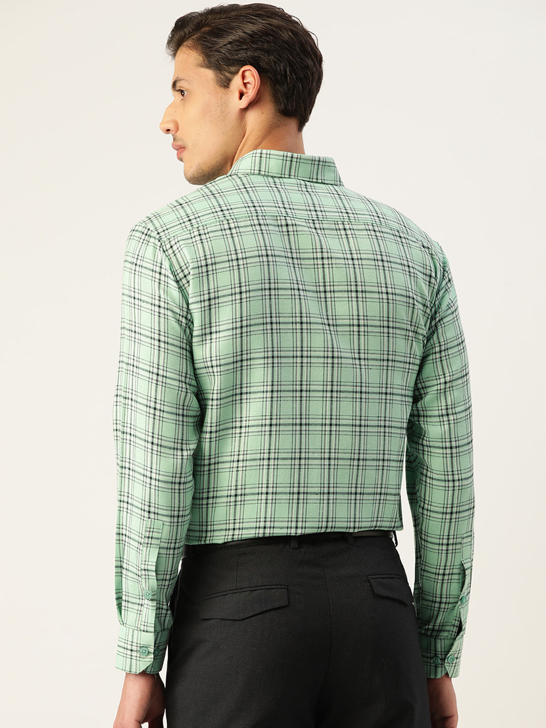 Jainish Men's Cotton Checked Formal Shirts ( SF 791Green ) | Swadesiicart