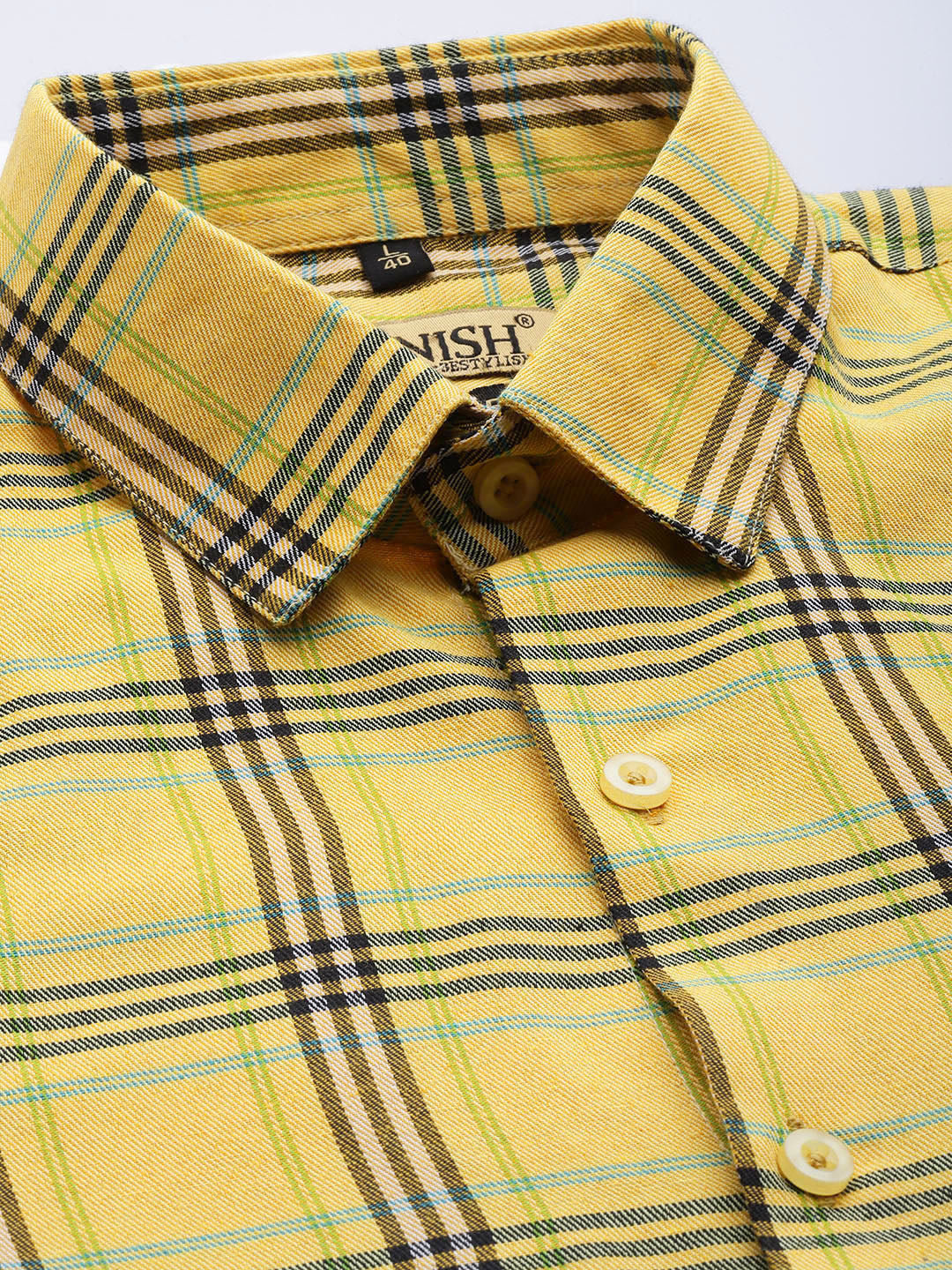 Jainish Men's Cotton Checked Formal Shirts ( SF 793Yellow ) | Swadesiicart