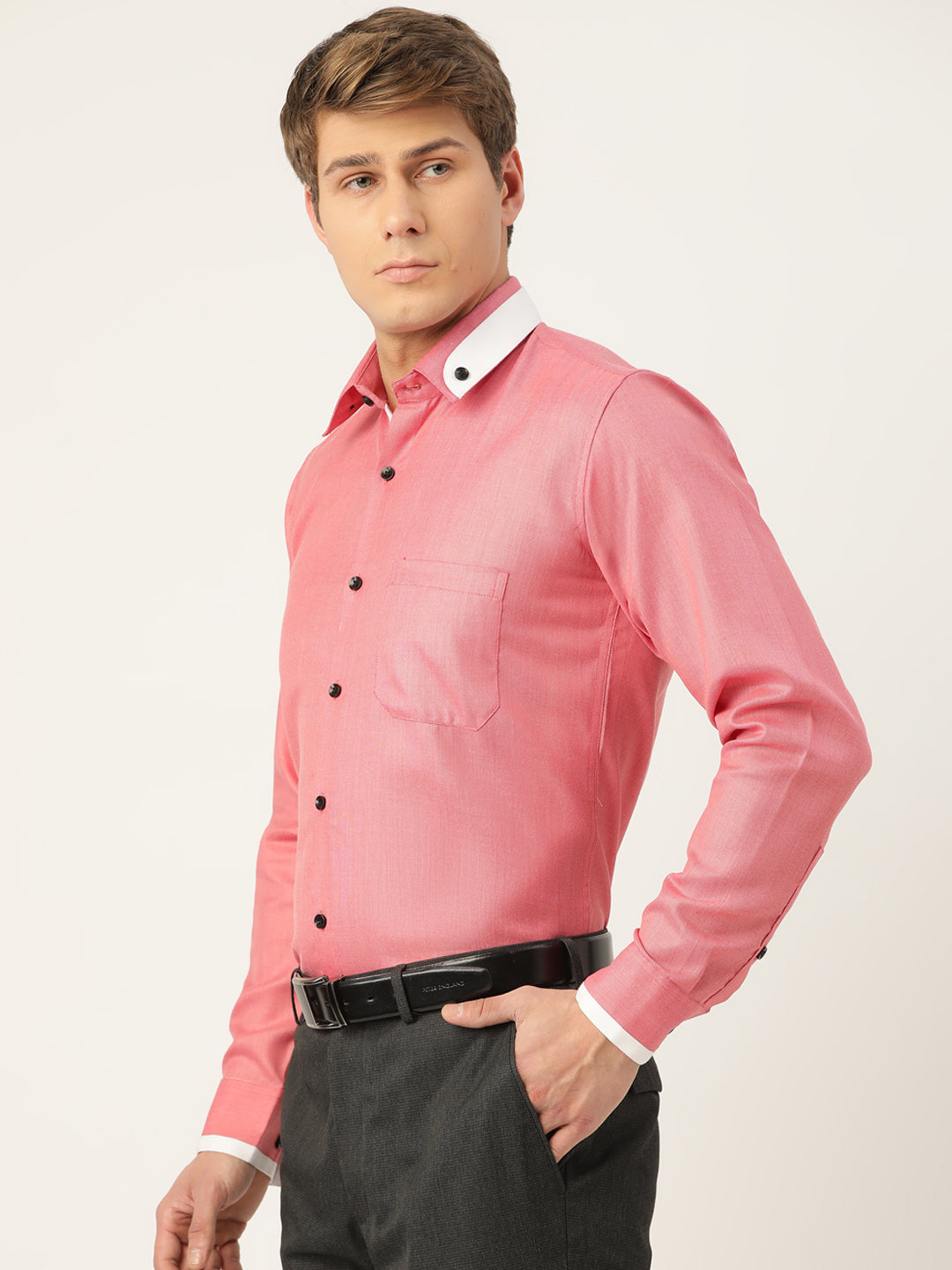 Jainish Men's Cotton Solid Formal Shirts ( SF 796Red ) | Swadesiicart