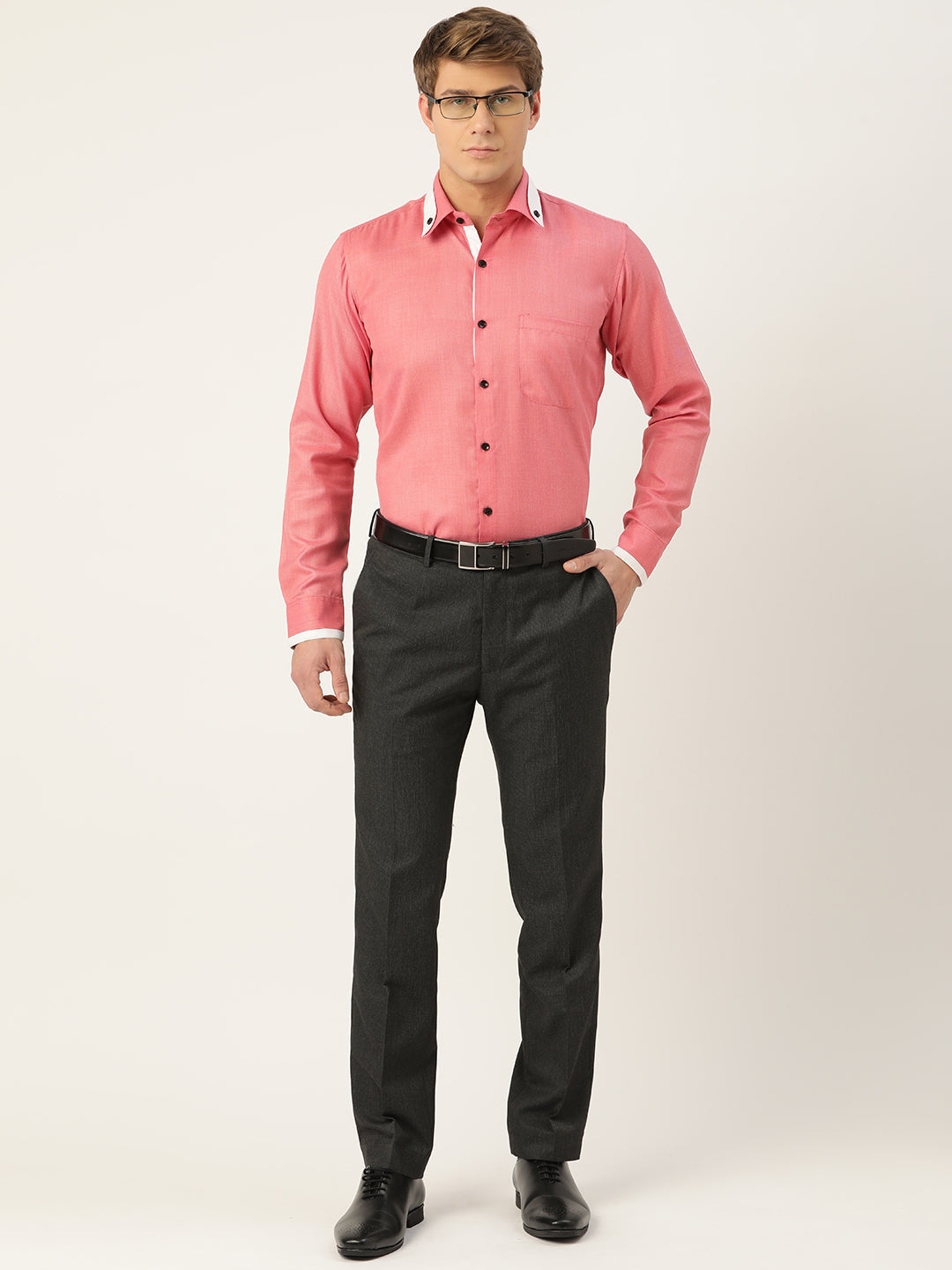 Jainish Men's Cotton Solid Formal Shirts ( SF 796Red ) | Swadesiicart