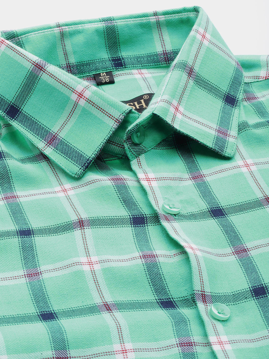 Jainish Men's Cotton Checked Formal Shirts ( SF 803Green ) | Swadesiicart
