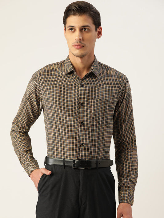 Jainish Men's Cotton Checked Formal Shirts ( SF 804Black ) | Swadesiicart