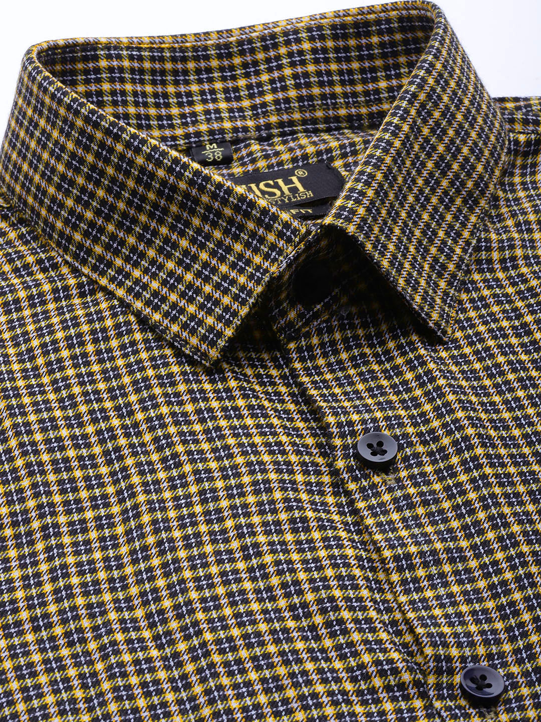 Jainish Men's Cotton Checked Formal Shirts ( SF 804Black ) | Swadesiicart