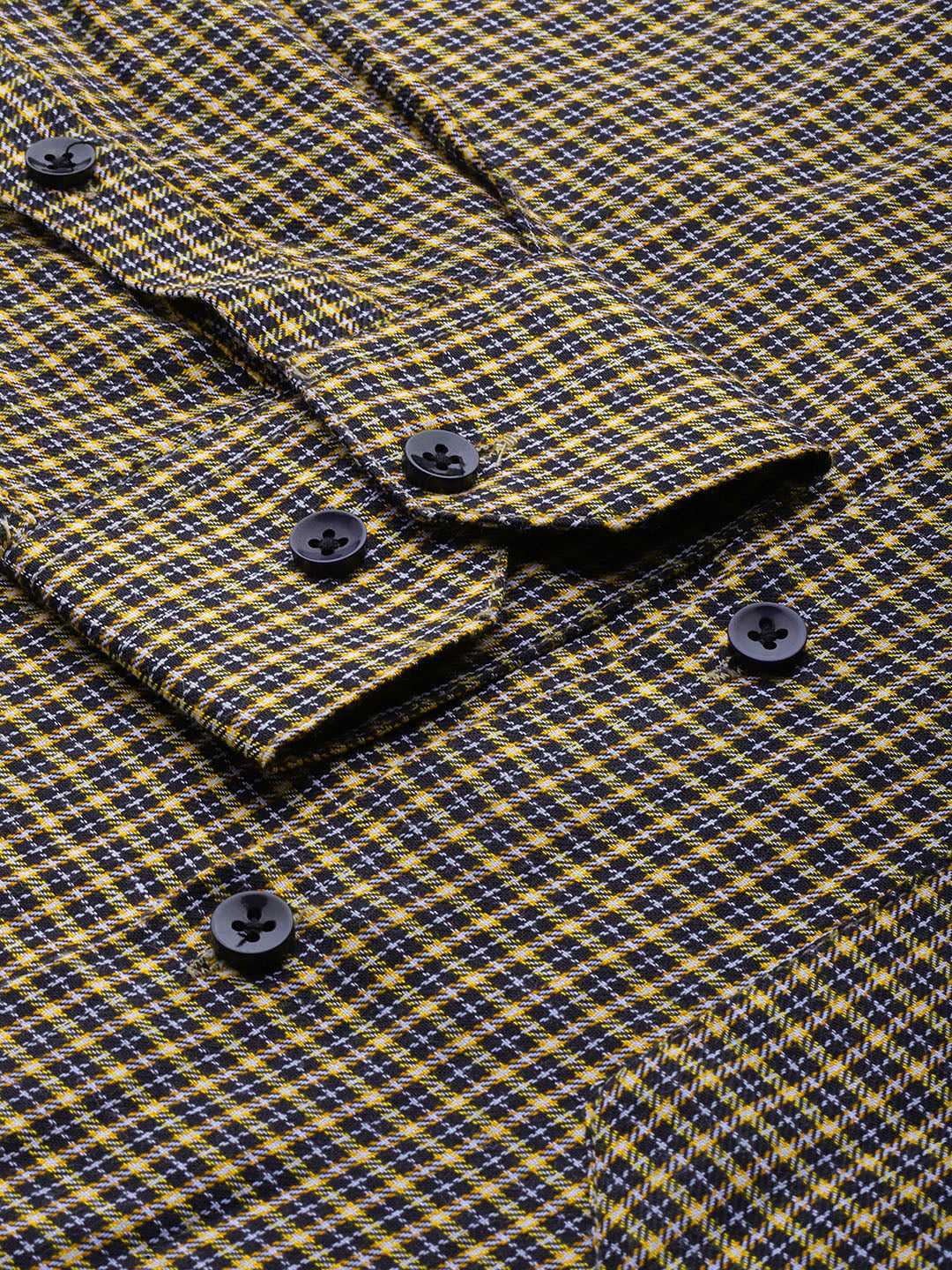 Jainish Men's Cotton Checked Formal Shirts ( SF 804Black ) | Swadesiicart
