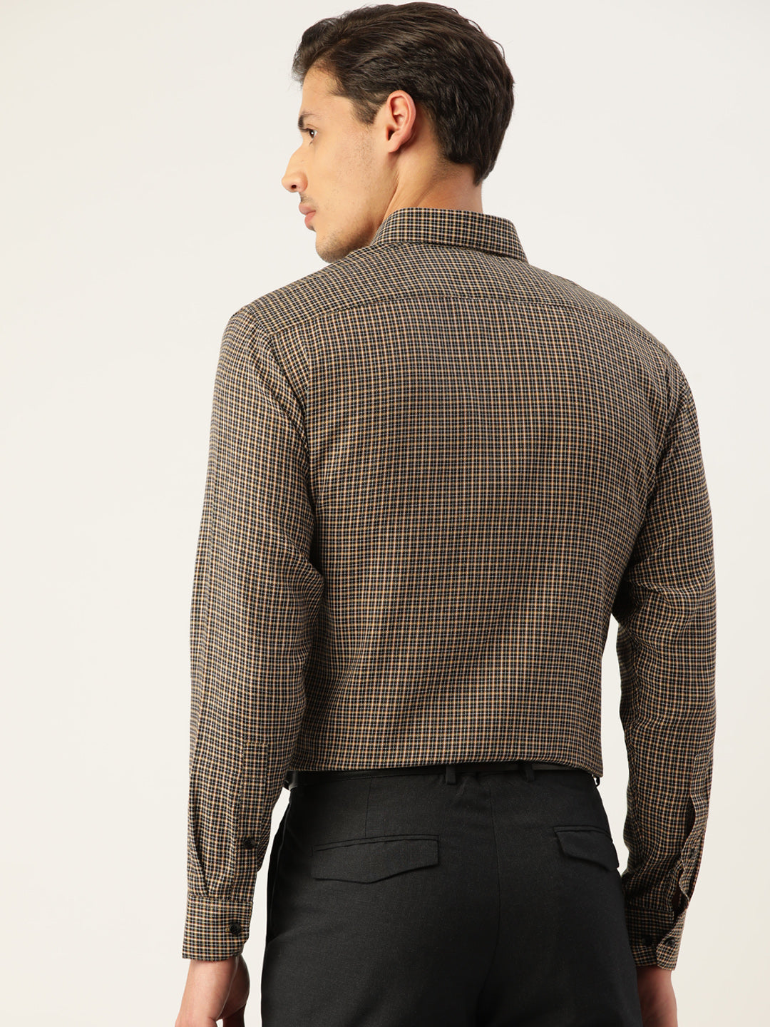 Jainish Men's Cotton Checked Formal Shirts ( SF 804Black ) | Swadesiicart