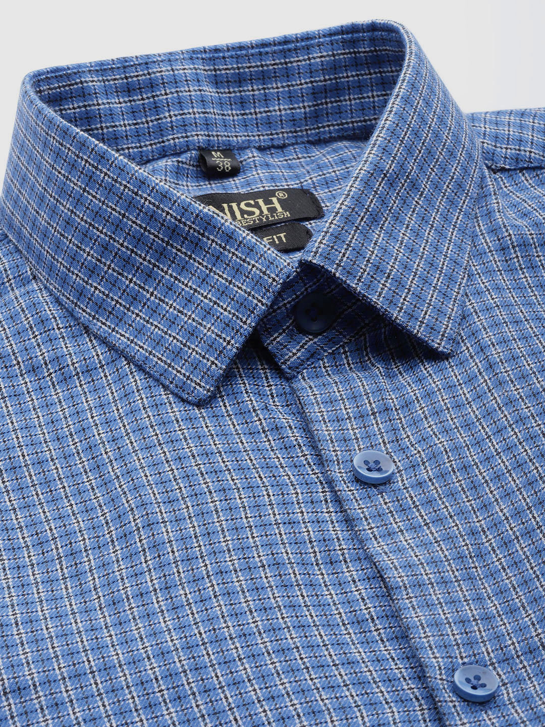 Jainish Men's Cotton Checked Formal Shirts ( SF 804Blue ) | Swadesiicart
