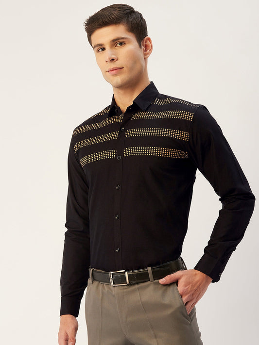 Jainish Men's Cotton Printed Formal Shirts ( SF 805Black ) | Swadesiicart