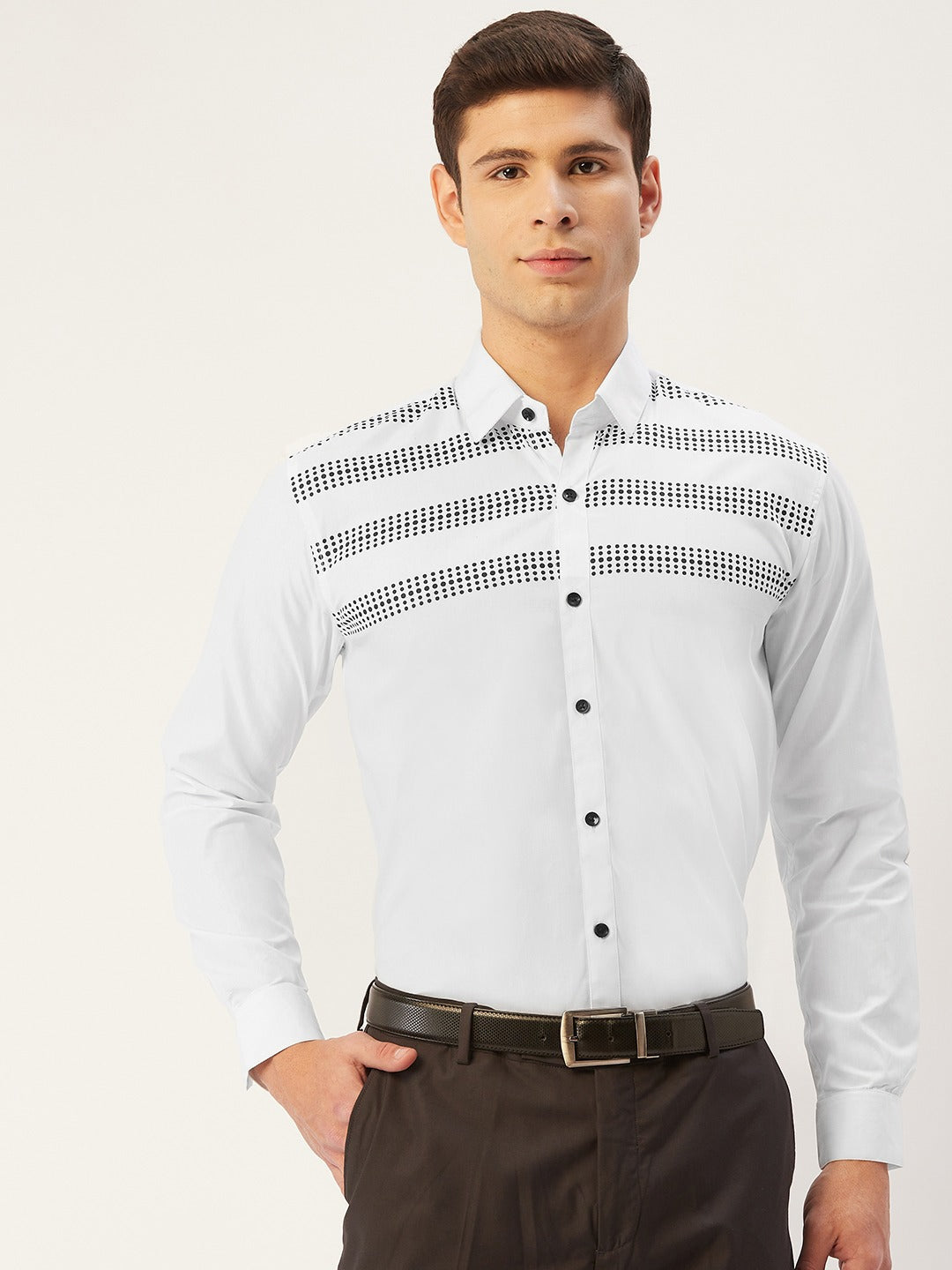 Jainish Men's Cotton Printed Formal Shirts ( SF 805White ) | Swadesiicart