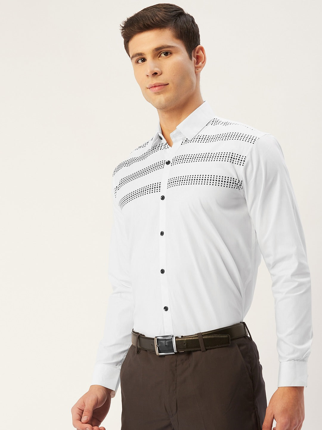 Jainish Men's Cotton Printed Formal Shirts ( SF 805White ) | Swadesiicart