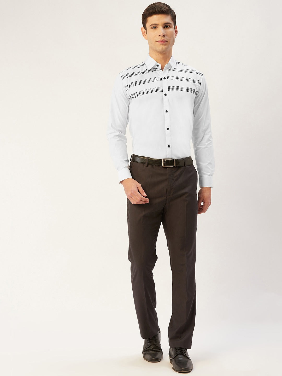 Jainish Men's Cotton Printed Formal Shirts ( SF 805White ) | Swadesiicart