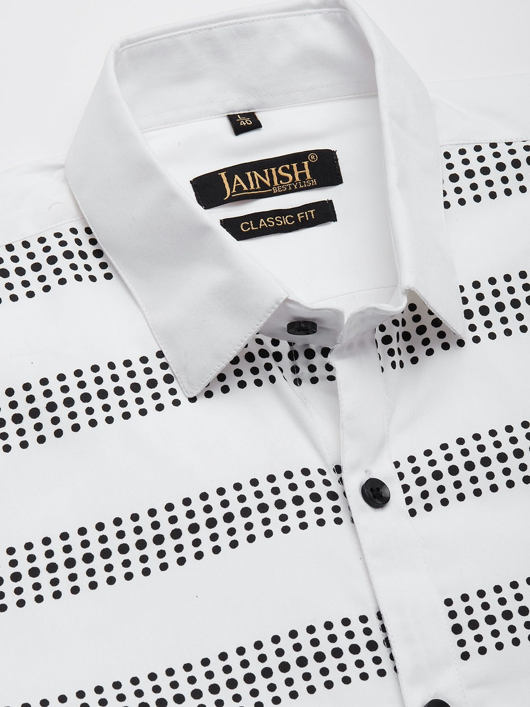 Jainish Men's Cotton Printed Formal Shirts ( SF 805White ) | Swadesiicart