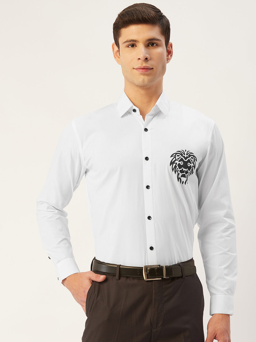 Jainish Men's Cotton Printed Formal Shirts ( SF 806White ) | Swadesiicart