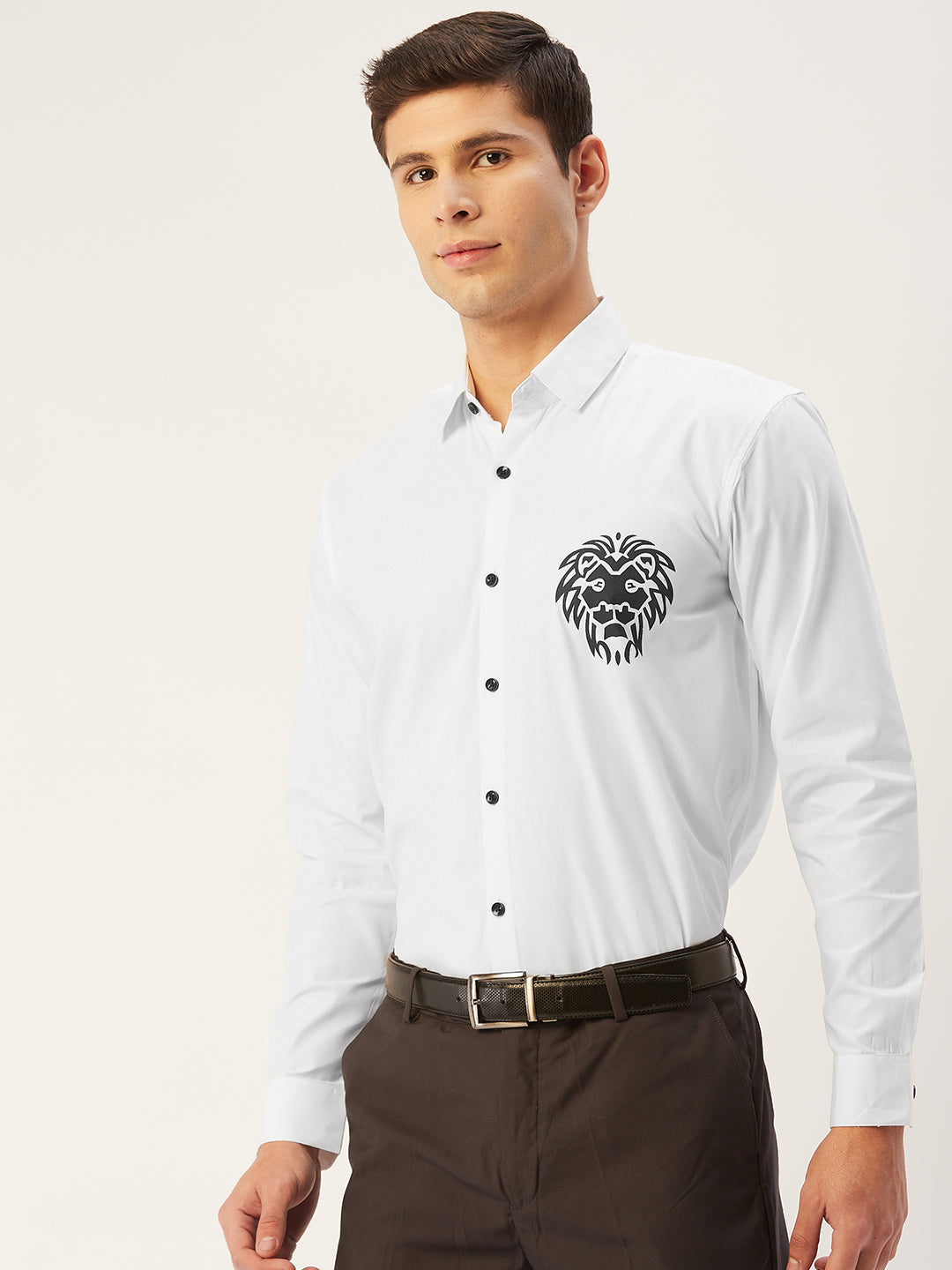 Jainish Men's Cotton Printed Formal Shirts ( SF 806White ) | Swadesiicart