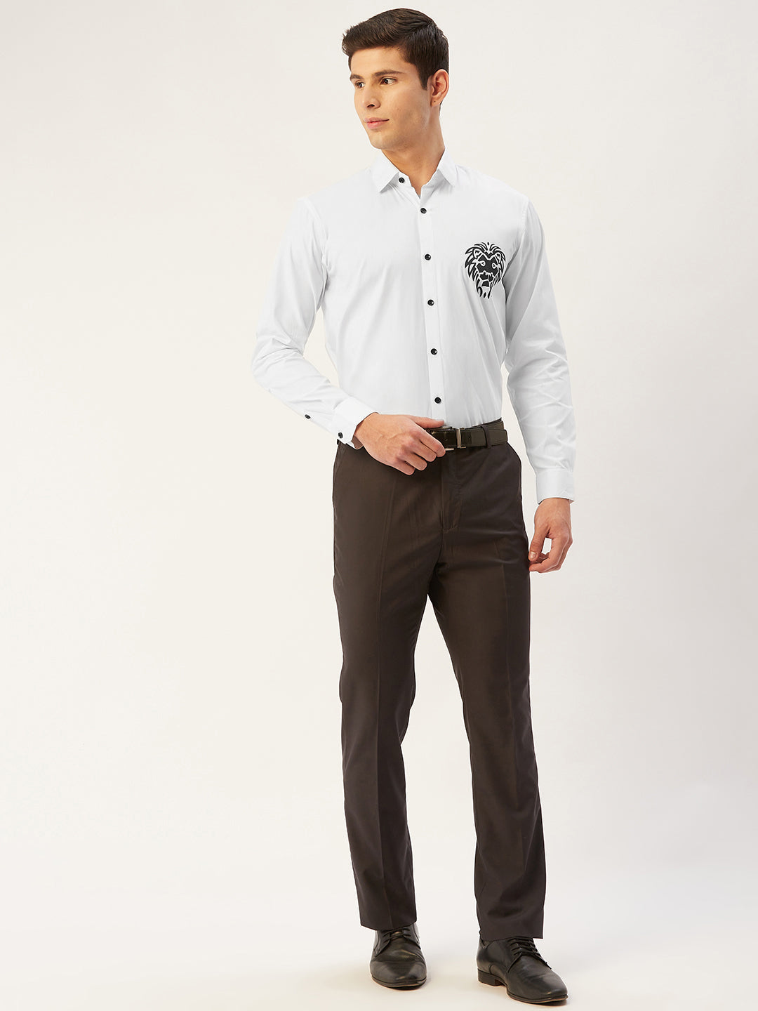 Jainish Men's Cotton Printed Formal Shirts ( SF 806White ) | Swadesiicart