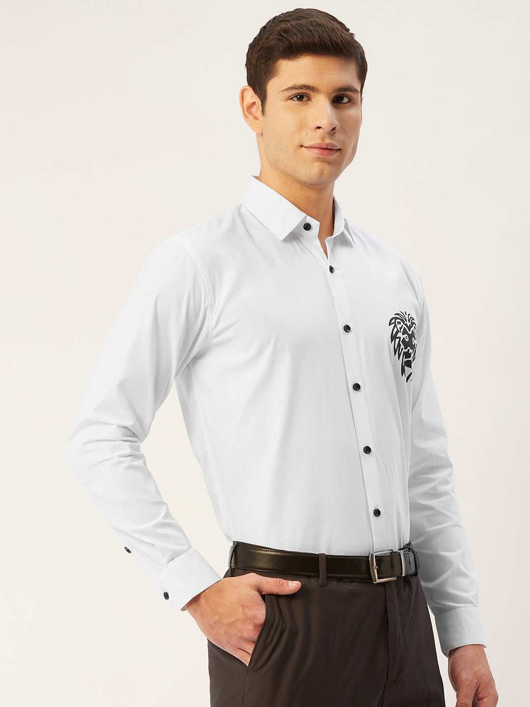Jainish Men's Cotton Printed Formal Shirts ( SF 806White ) | Swadesiicart