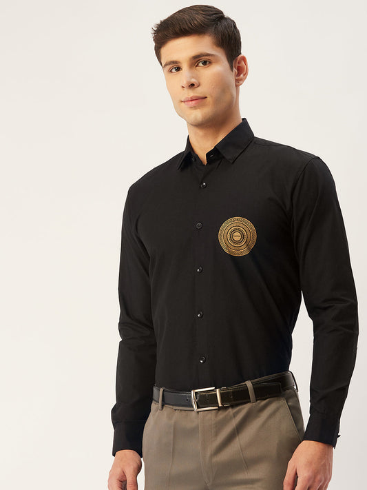 Jainish Men's Cotton Printed Formal Shirts ( SF 807Black ) | Swadesiicart