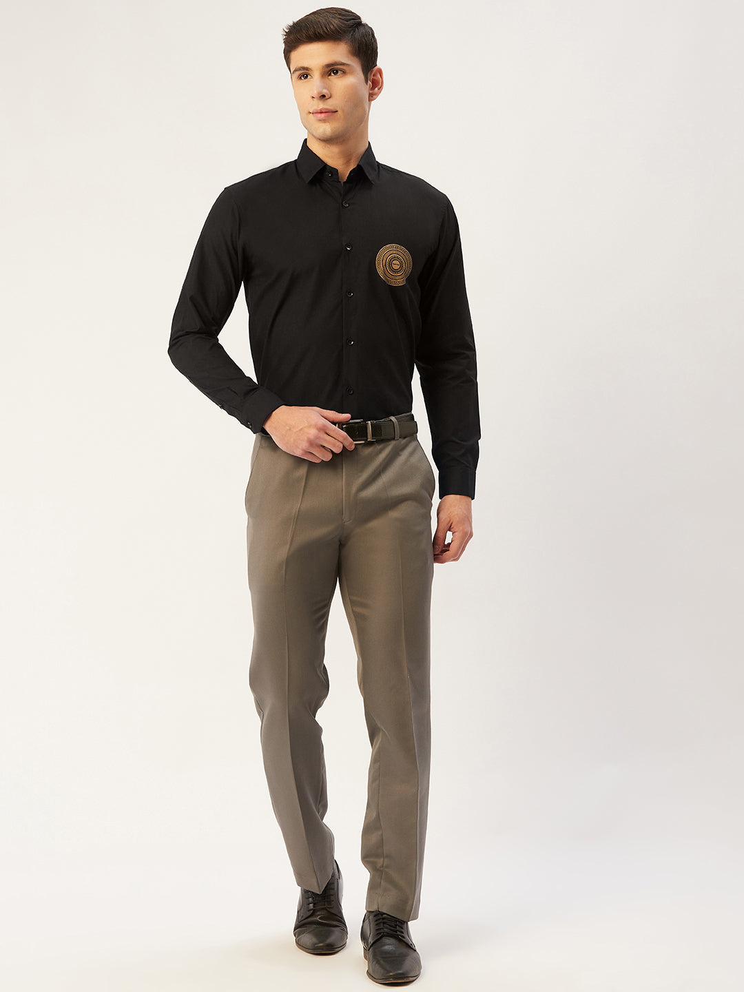 Jainish Men's Cotton Printed Formal Shirts ( SF 807Black ) | Swadesiicart