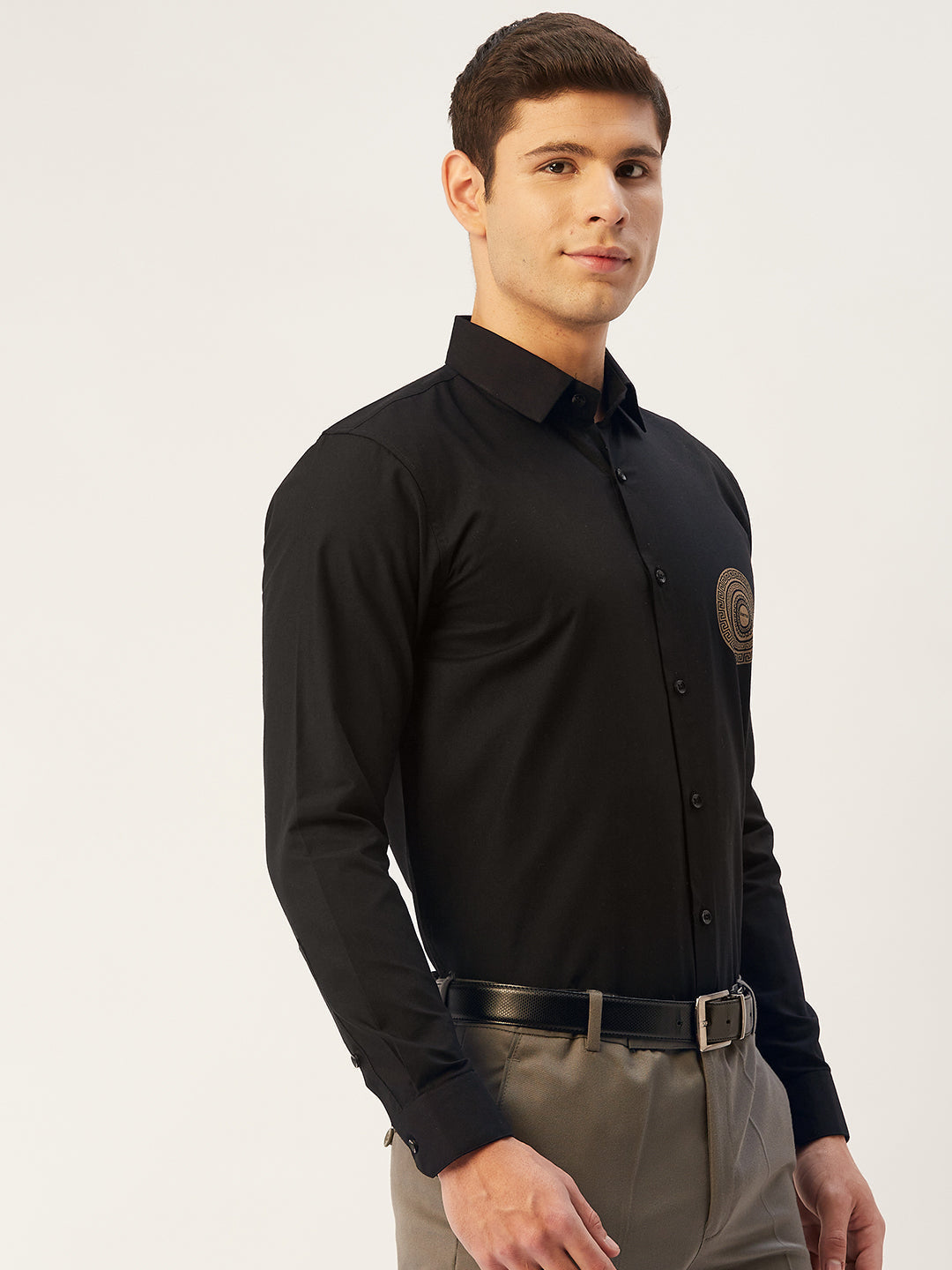 Jainish Men's Cotton Printed Formal Shirts ( SF 807Black ) | Swadesiicart