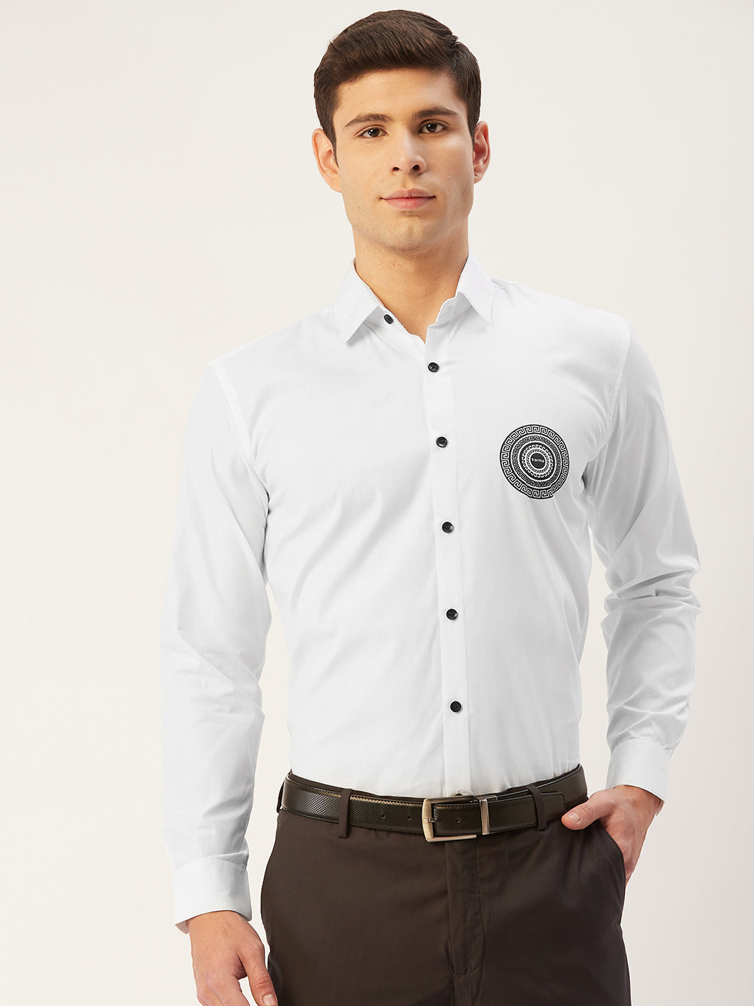 Jainish Men's Cotton Printed Formal Shirts ( SF 807White ) | Swadesiicart