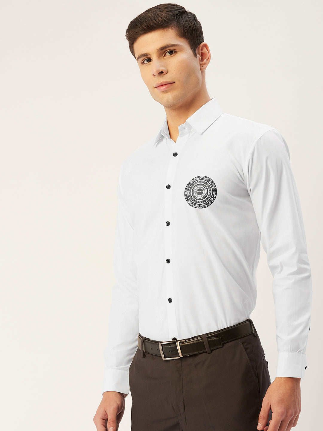 Jainish Men's Cotton Printed Formal Shirts ( SF 807White ) | Swadesiicart