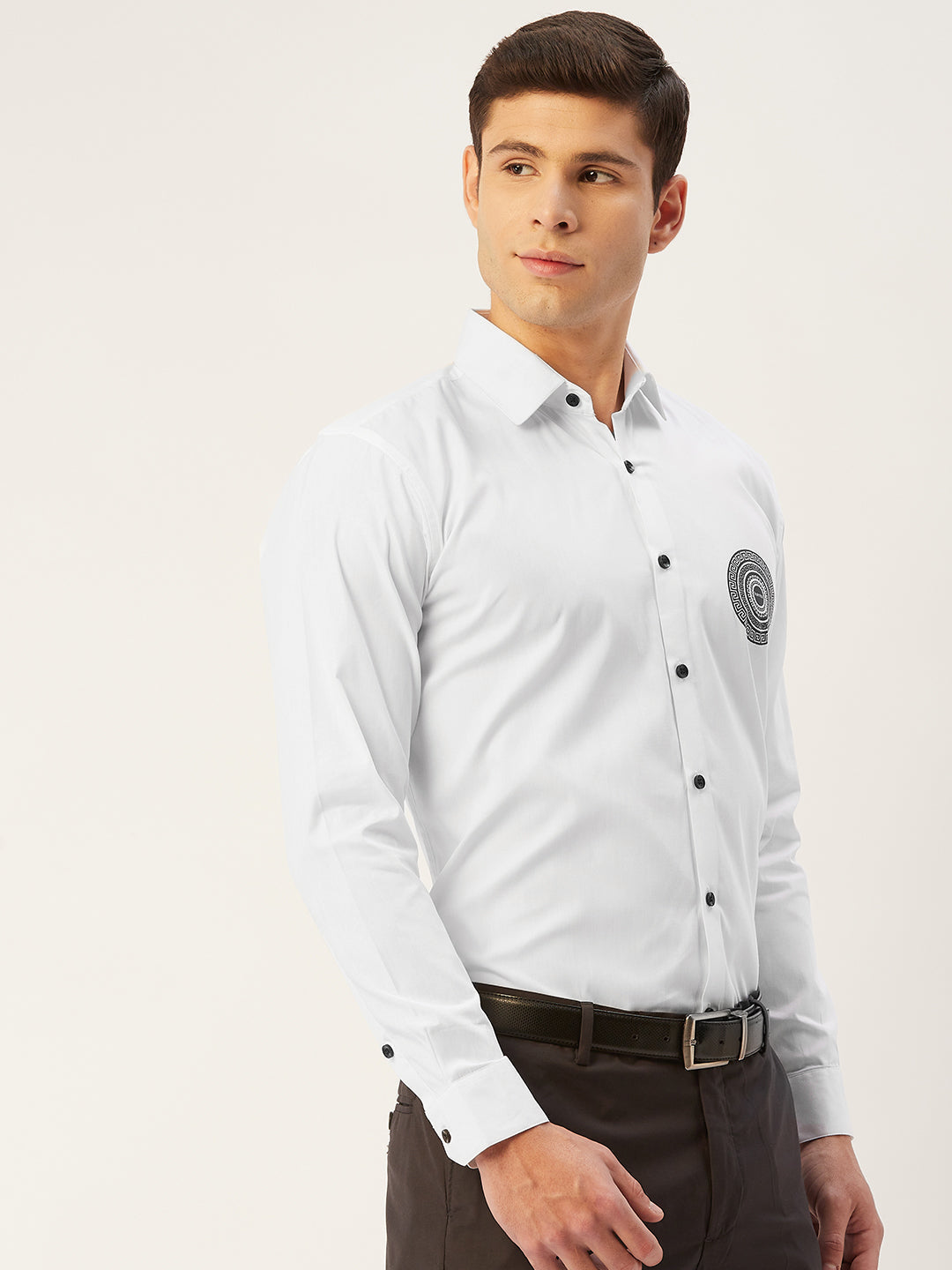 Jainish Men's Cotton Printed Formal Shirts ( SF 807White ) | Swadesiicart