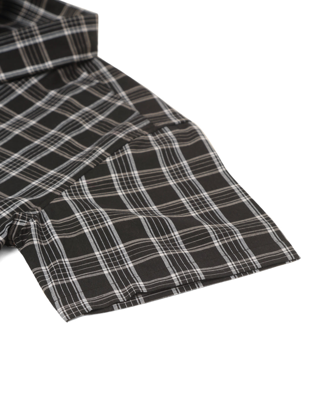 Jainish Men's Cotton Checked Half Sleeve Formal Shirts ( SF 808Black ) | Swadesiicart