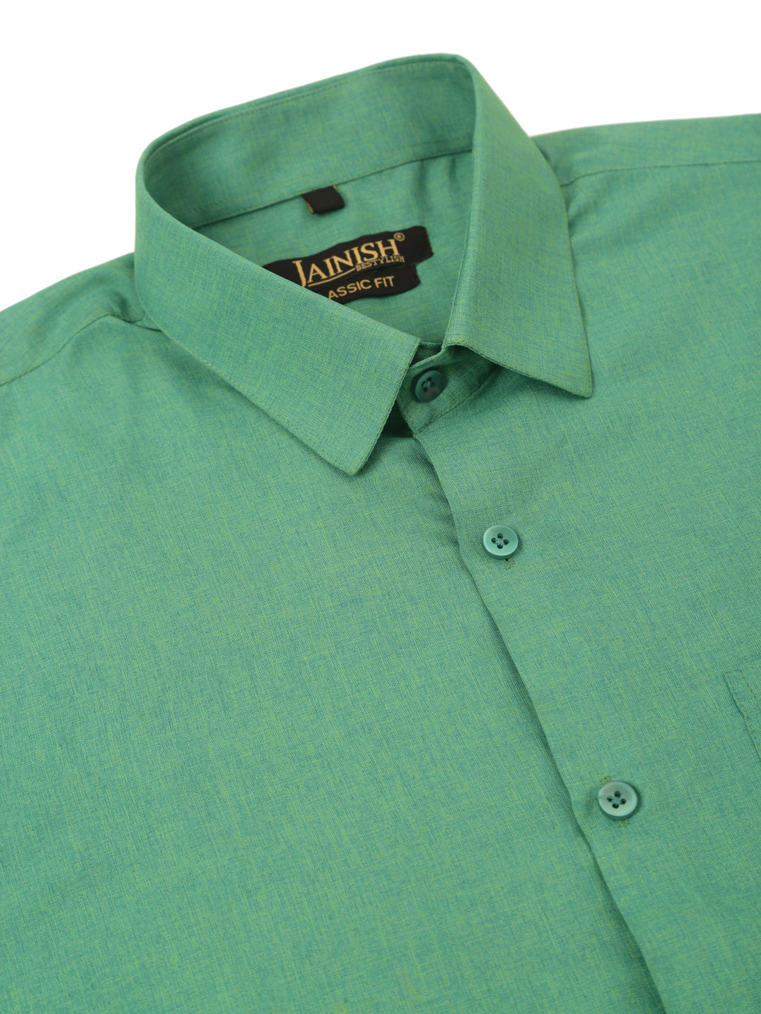 Jainish Men's Cotton Solid Half Sleeve Formal Shirts ( SF 811Green ) | Swadesiicart